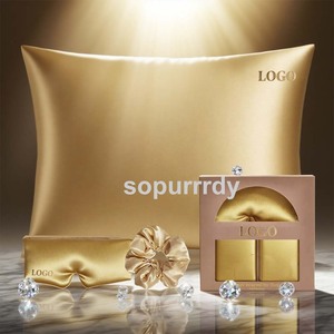 Custom Logo Silk Pillowcase Sleeping <b>Eye</b> Maskes Elastic Headband Satin Pillow Washable Luxury Pillowcase Box <b>Eye</b> <b>Cover</b> Gift Sets - Product Image 4