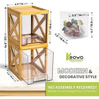 Lot de 2 tiroirs de rangement réutilisables en bambou, écologiques, empilables pour biscuits et dosettes de café, organisateur de cuisine et de garde-manger