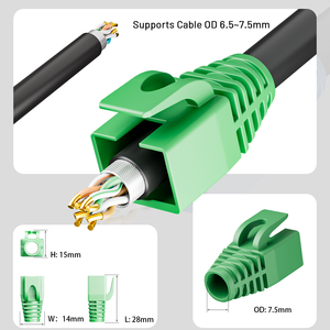 ZOERAX 100unid./Saco Protetores de Alívio de Tensão RJ45 CAT6/CAT6A/CAT7 para Conectores de Rede em Plástico Macio Verde - Product Image 2