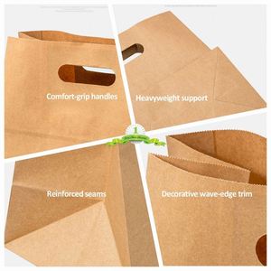Wholesale Custom Eco-Friendly <b>Biodegradable</b> Brown Kraft Paper Bags Die-Cut Fast Food Takeout Delivery <b>Packaging</b> for Restaurants - Product Image 6