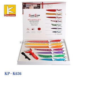 Chất lượng cao không dính lớp phủ 7 cái thép không gỉ Nhà bếp dao Set với <span class=keywords><strong>PP</strong></span> & <span class=keywords><strong>TPR</strong></span> xử lý tay phải - Product Image 4