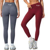 Leggings de sport personnalisés pour dropshipping, effet push-up, avec logo sur mesure, sans coutures, ajustés, longueur intégrale, pour l'entraînement