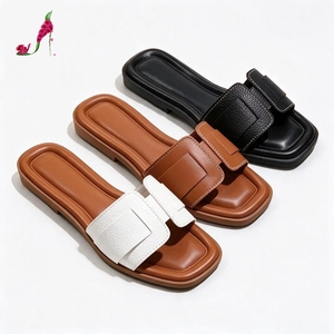 Sandali piatti da donna con punta quadrata e cinturino largo, retrò, traspiranti, in ecopelle, leggeri, estivi, alla moda, per feste - Product Image 1