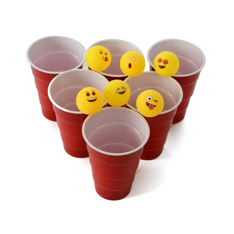 लोकप्रिय अजीब चेहरा पैटर्न गेंदों टॉस बियर पांग कप किट खेल Inflatable नाव खिलौना टेबल कस्टम प्रिंट लोगो BeerPong गेंद सेट