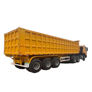 Semi-remorque benne arrière 3 essieux en stock – Déchargement efficace avec basculement hydraulique automatique – Remorques de camion à économie de main-d'œuvre - Product Image 1