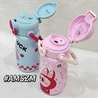 Personnalisable 500ml nouveau dessin animé mignon Bulabubuu étudiant enfants Portable extérieur en acier inoxydable paille bouteille d'eau tasse