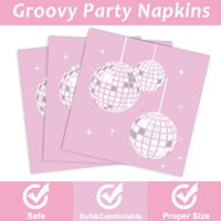 Assiettes et serviettes de fête disco rose argenté, vaisselle en papier pour gâteaux, pour femmes, filles, baby shower, enterrement de vie de jeune fille, mariage, anniversaire