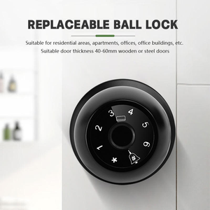 Serrure <span class=keywords><strong>de</strong></span> porte intelligente moderne biométrique à empreinte digitale, sans clé, à noyau interchangeable et auto-verrouillante pour intérieur - Product Image 2