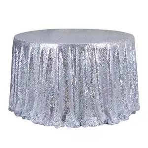 Wholesale Luxury sequin wedding tablecloth 120 round sliver table cloth For Events