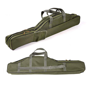 Travel folding fishing rod case canvas fishing pole tools storage bag fishing gear tackle bag