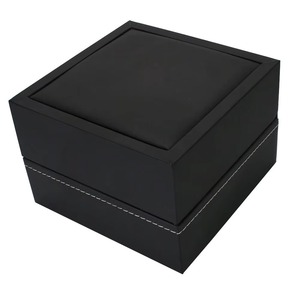 Custom Logo Black Single Watch Box Square Leather Watch Display Box with Soft <b>Cushion</b> Dustproof Watch <b>Storage</b> Box for Daily Use - Product Image 4