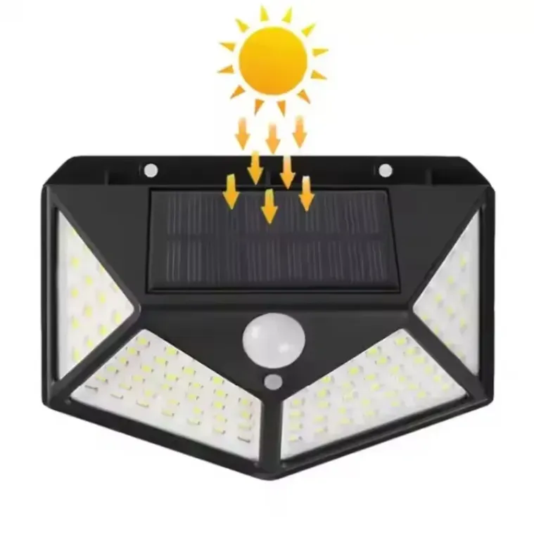 Esterno 100led luce solare sensore di movimento IP65 impermeabile parete luce solare giardino strada