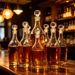 Bouteille personnalisée <span class=keywords><strong>de</strong></span> 500 ml et 700 ml à col long, design ventru, base épaisse, pour brandy, spiritueux, vodka, liqueur, avec bouchon - Product Image 1
