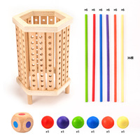 Juego de Mesa Montessori, Juguetes de Madera con Palitos para Juego Familiar, No Dejes Caer la Bola, Edades 3+, para 2-6 Jugadores