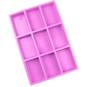 Moule à savon en silicone en forme de rectangle à 9 cavités de qualité alimentaire pour la main