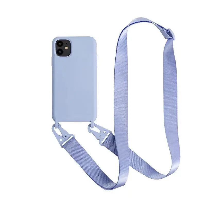 Necklace Liquid Silicon Mobile Cover For iPhone 12 Rope Phone Case; Protective Cover Case For iPhone 12 Lanyard Cross Body Case