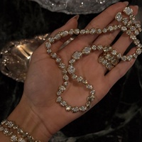 Collier et Bracelet en Cuivre Plaqué Or Court avec Zircon pour Femme, Chaîne de Pull Hypoallergénique Anti-ternissement, Cadeau de Luxe en Gros