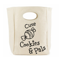 Sac fourre-tout de haute qualité en toile de coton avec motif de lettres et logo personnalisé pour déjeuner avec poignée de chat mignon, usage quotidien, cadeau pour enfants à l'école