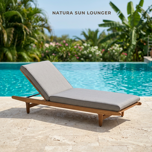 Tumbona Moderna de Madera de Teca Sólida de Lujo para Exteriores con Reclinación Manual y Cojín de Poliéster, Patas Cónicas para Patio/Playa - Product Image 2