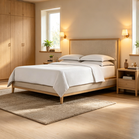 Lit plateforme en bois avec tête de lit tuftée à la main de luxe, base réglable, pour acheteurs de cadres de lit durables (OEM/ODM)