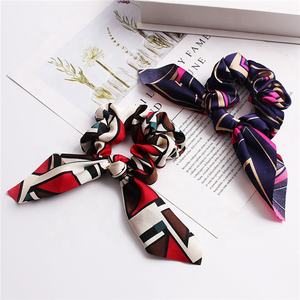 批发时尚女式印花蝴蝶结发圈丝带马尾辫固定器松紧发带女式女孩用 - Product Image 6