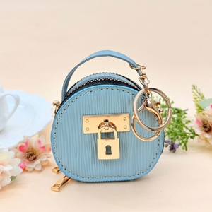 Monedero Redondo Mini con Patrón de Rayas Verticales, de Cuero PU, con Cierre de Broche, Adorno, Correa de Mano y Cremallera, para Fiestas, Citas, Aire Libre, para Chicas - Product Image 3