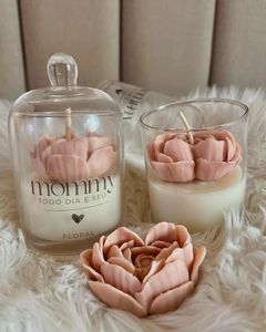LANJO Handmade Peony Scented Soy Candle in <b>Glass</b> Cloche Golden <b>Bell</b> <b>Jar</b> Floral Aromatherapy Candle for Home Decor Holiday Gift - Product Image 3