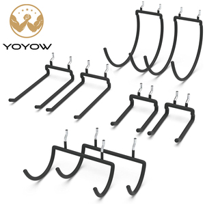 Crochets noirs à double pointe pour panneau perforé, supports muraux en métal poli pour rangement d'outils - Product Image 1