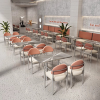 Table de bar personnalisée en acier inoxydable, table de cantine moderne, mobilier de cantine, table à manger en acier inoxydable
