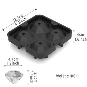 Factory Made Diamond Shape <b>Silicone</b> Ice Cube Tray - Product Image 3