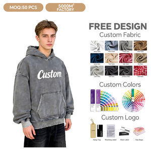 هودي قطني مخصص عالي الجودة بتصميم فضفاض وثقيل الوزن بأسلوب الشارع، قابل للغسل، مصنوع من مواد مميزة للرجال - Product Image 1