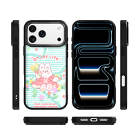 Coque de téléphone AG Feeling Black Edge avec motif lapin doré pour iPhone 17, 17 Pro Max, 16 Pro, 15 – Coque magnétique