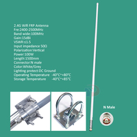 Antenne WiFi longue portée pour extérieur, 2400 - 2500 MHz, 15 dBi, omnidirectionnelle, 2,4 GHz, en fibre de verre