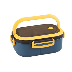 Portable Compartmentalized Lunch <b>Box</b> With Handle Microwave Safe For Office Workers Student <b>Large</b> Capacity Rectangle Solid Color - Product Image 1