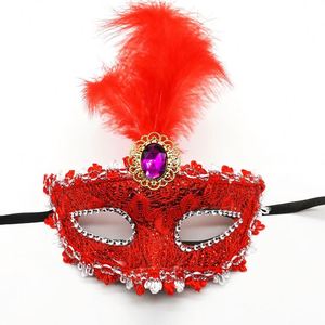 Usine directe italie <span class=keywords><strong>venise</strong></span> dames mascarade fête masque/translucide dentelle masque plume fête masque/halloween masque 70s femme - Product Image 4