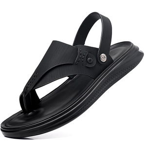 Sandales à lanières en T pour hommes, bout ouvert, dessus en PU, semelle extérieure en caoutchouc antidérapante, chaussures décontractées pour l'extérieur, mode estivale - Product Image 5