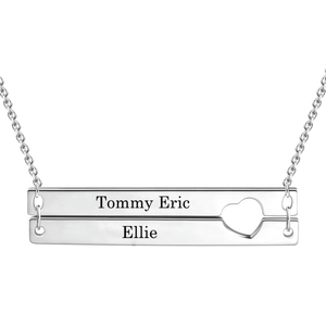 Isunni S925 <span class=keywords><strong>de</strong></span> <span class=keywords><strong>plata</strong></span> esterlina personalizada DIY Placa <span class=keywords><strong>de</strong></span> grabado corazón dos Bar colgante collar <span class=keywords><strong>para</strong></span> novia - Product Image 3