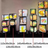 Espositore Menu LED Multistrato a Colonna in Metallo a Quattro Lati, Cubo Verticale Girevole con Scatola Luminosa a LED