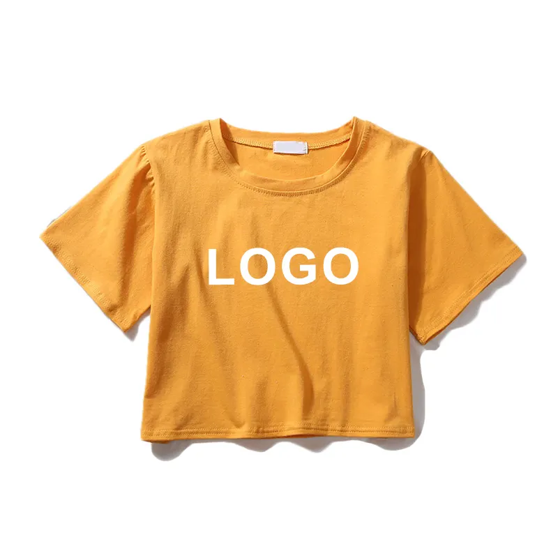 Hoge Kwaliteit Groothandel Mode Dames T-Shirt Custom Logo Afdrukken Borduurwerk Korte Mouw Crop Top