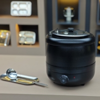 Marmite à soupe électrique en acier inoxydable 10L noir et argent chauffe-plats avec station de chauffe-soupe