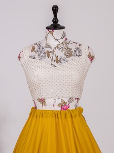 Lehenga Choli-ropa de boda con Koti, bordado elegante de Georgette, proveedor al por mayor - Product Image 3