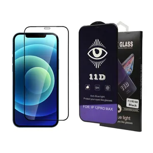 Eye Protection Purple 0.4MM 9D 11D Tempered Glass For Iphone 14 13 12 Screen Protector Pantalla Micas De Vidrio Para Celulares