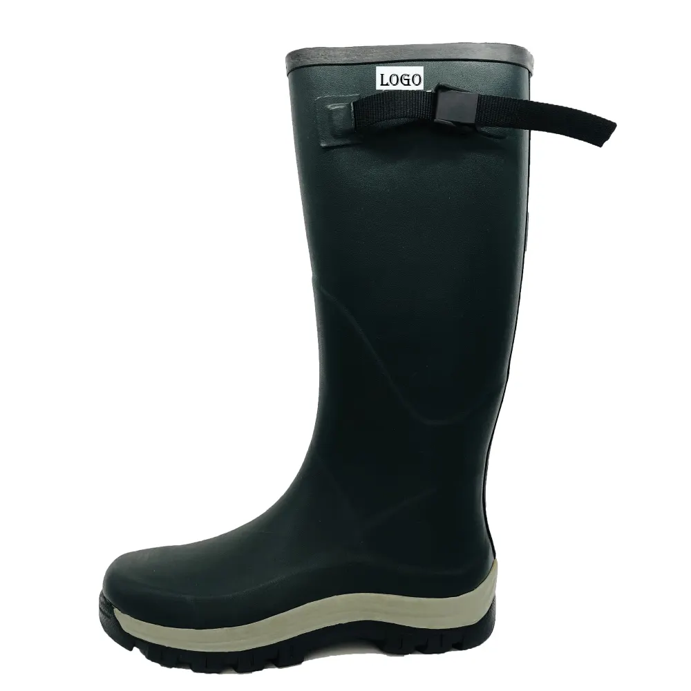 China Selling Classic Navy French -2 Two-tone Sole Over The Knee Decorative Buckles Custom Safety Rain boot Men