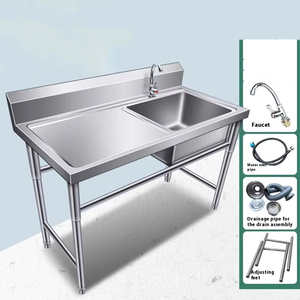 Lavabo à vaisselle commercial en acier inoxydable 304 traité sur mesure double trois plates-formes pour hôtels restaurants évier utilitaire - Product Image 2