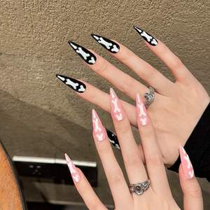 10 faux ongles faits main à presser, motifs griffes de chat rose et noir, couverture complète, <span class=keywords><strong>manucure</strong></span> portable pour <span class=keywords><strong>Halloween</strong></span> - Product Image 2