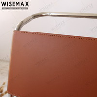 WISEMAX FURNITURE Chaises de salle à manger modernes en cuir de selle marron Mart design pieds en métal Fauteuil à utiliser pour restaurant café bureau