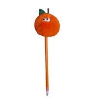 Oranje Pom Pom Balpen Cartoon Stijl Gepersonaliseerde Fruitontwerp Balpen