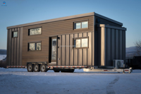 Maison mobile en acier de 8,06 x 2,48 x 2,8 m sur roues, préfabriquée, pour les vacances, le camping et la vie quotidienne