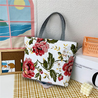 Sac fourre-tout en toile grande capacité style rétro, sac à bandoulière tendance à deux sangles, fermeture éclair, motif lettres, portable, pour l'été