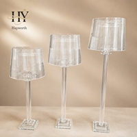 Ensemble de porte-bougies en cristal haut de gamme moderne avec abat-jour en acrylique, décoration de centre de table pour mariage et événements